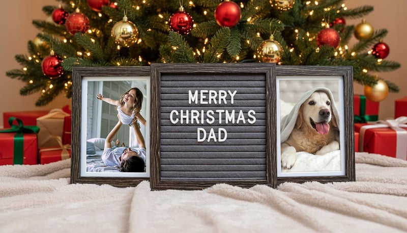 Oak letters Custom Picture Frames â€“ Personalized Picture Frame in Brown â€“ Custom Photo Gifts for Dad, Mom, Grandpa, or Papa â€“ Two 6x4 Photos with Customizable Felt Letter Board â€“ Keepsake for Family Memories - Image 2